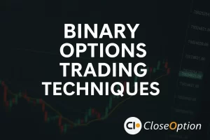 Binary Options Trading Techniques chart illustration with CloseOption logo