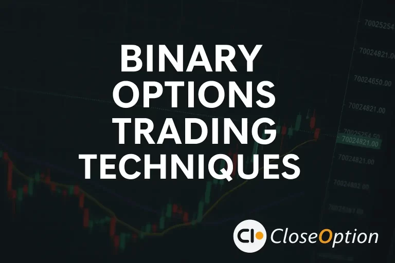 Binary Options Trading Techniques chart illustration with CloseOption logo